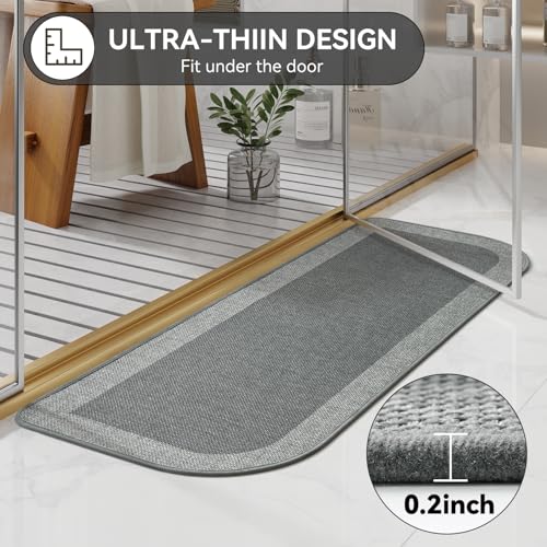 YDKGL Bathroom Runner Rug, Thin Bath Mat Non Slip Washable Long Bathroom Rugs, Rubber Backing Quick Dry for Floor, Tub and Shower, Grey 17x47 - color: A-grey, size: 17"x 47"