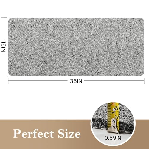 Shower Mat Bathtub Mat Non-Slip,36x16 inch, Soft Tub Mat with Drain,PVC Loofah Bath Mat (Phthalate Free) for Tub and Bathroom,Quick Drying,Grey - color: Grey, size: 36" x 16" (Rectangular)