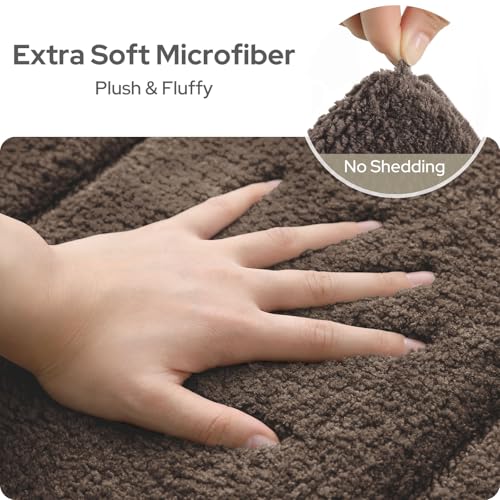 HOMEIDEAS Bathroom Rugs Sets 2 Piece, Extra Soft and Absorbent Microfiber Plush Bath Mat with Non Slip Backing(Brown) - color: Brown