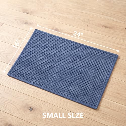 Bathroom Rugs Non Slip Washable, Super Absorbent Thin Bath Mat for Small Quick Dry Low Pile Bathroom Rug, (Navy Blue, 24″x16″) - color: Navy Blue, size: 1'4" x 2' (24″x16″)