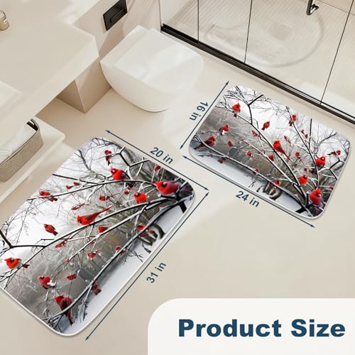 Sea Turtles Nautical Blue Ocean Beach Animals Bath Rugs Non Slip Shower Mat Bathroom Decor Door Rug (20x31 inches, Cardinal Birds) - color: Multi Color 2, size: 2'7" x 1'8" (Rectangular)