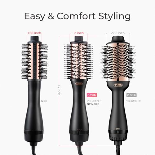 TYMO Hair Dryer Brush Blow Dryer Brush in One, 4 in 1 Ionic Hairdryer and Styler Volumizer with Oval Titanium Barrel, Hot Air Straightener for Smooth Frizz-Free Blowout, Gold, 2 Inch - color: Gold, size: 2 inches