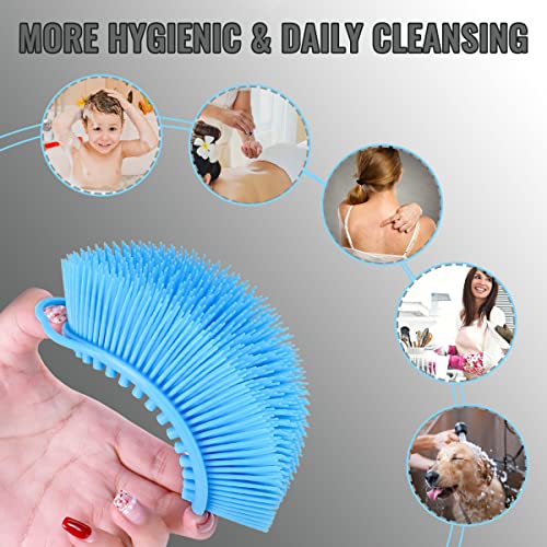 Set of 3 Silicone Body Scrubber Loofah Soft Exfoliating Body Bath Shower Scrubber Loofsh Brush (Black+Gray+Blue 010) - size: Colors: Black, Gray, Blue 010