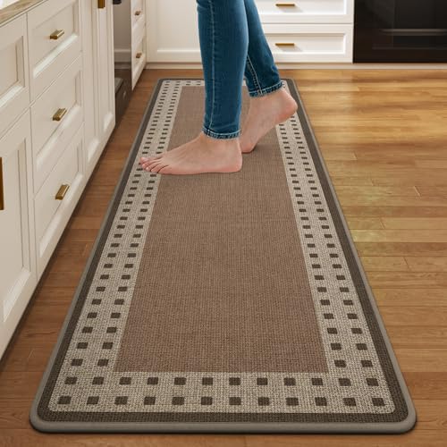 Kitchen Mats for Floor, 17''x59'' Washable Absorbent Kitchen Mat Non Slip, Braided Kitchen Runner Rug, Kitchen Sink Rug, Brown - color: B Graphic Brown, size: 17''x59''