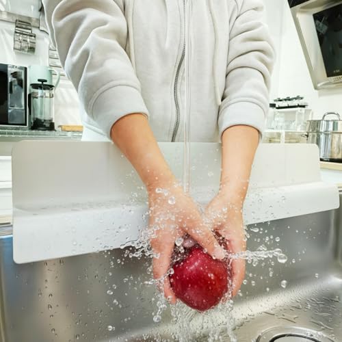Sink Splash Guard for Kitchen, Splatter Screen & Silicone Water Guard with High Wall, Sink Edge Protector and Backsplash Guard, Easy to Install and Clean for Faucet and Countertop Area(Cream, 23") - color: Cream, size: 23"