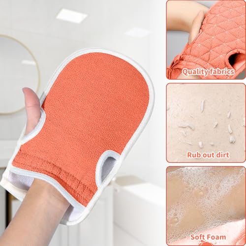 3 PCS Exfoliating Back Scrubber Strap Double Sided Bath Sponges Washer for Shower Deep Clean Towel Long Shower Towel,Red - color: Red