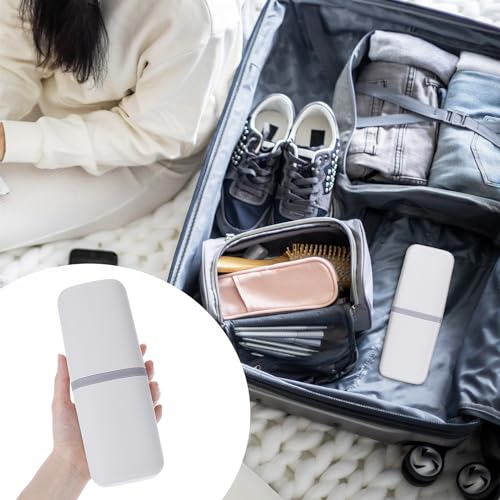 COMNICO Travel Toothbrush Cup Case Portable PP Seal Tooth Brush Holders Cover Multi-Function Toothpaste Storage Container Cup for Home School Camping Business Trip Bathroom(White) - color: White
