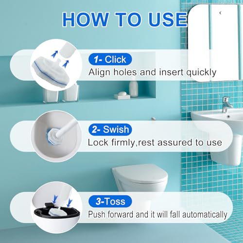 100pcs Disposable Toilet Brush Head Refills Compatible With Clorox Toilet Cleaning System,Upgrade Fiber Cleaner Heads for Closestool .(not included brush rod) - size: 1 Count (Pack of 100)