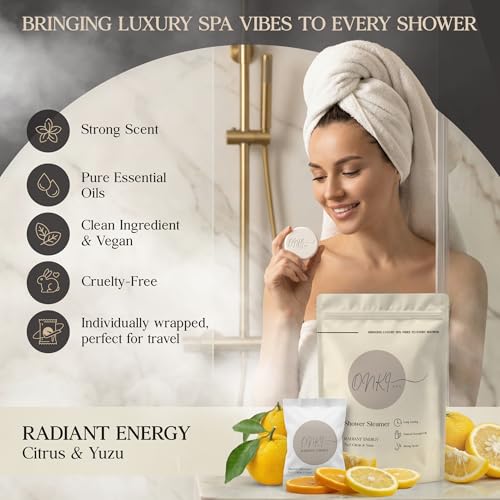 Citrus Shower Steamers Aromatherapy 6 Pack – Yuzu Citrus Shower Steamer for Energy, Relaxation & Self Care – Energizing Spa Shower Bombs for Women & Men, Individually Wrapped