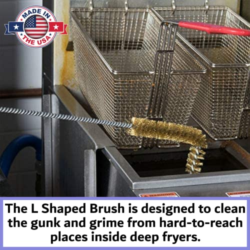 4-Pack Deep Fryer Cleaning Brush – L-Shaped High-Temp Commercial Kitchen Tool - Heavy Duty Brass Bristles - Heat Resistant to 750F - Deep Fryer Cleaner - Made in USA by FryOilSaver Co. B53C - style: 4 Pack