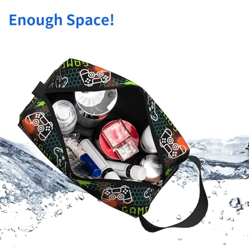Kids Travel Toiletry Bag for Boys Girls - Waterproof Makeup Pouch Hanging Cosmetic Wash Bags Dopp Kit Shaving Bag for Toiletries Accessories(Game Video) - color: Game Video