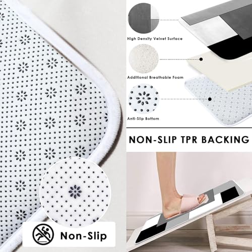 Grey Geometric Shower Curtain Set with Toilet Lid Cover and Non-Slip Rugs for Bathroom, Black White Checkered 4 Pcs Shower Curtain, Modern Abstract Bathroom Set with 12 Hooks - color: Abstract Geometric Grey