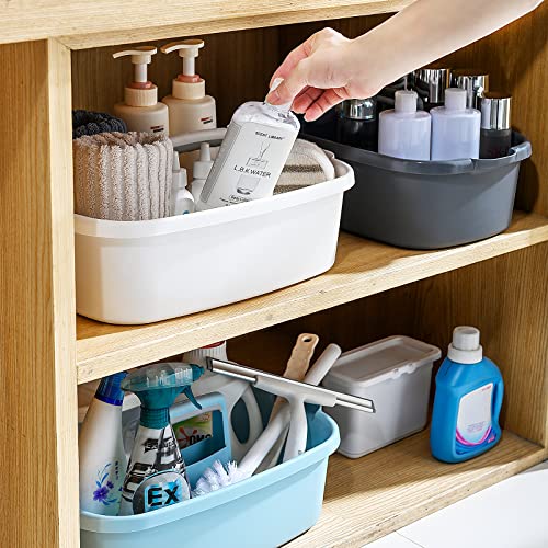 Goderewild Cleaning Caddy Organizer with Handle, Storage Basket/Totes Portable for Bathroom Supplies, Cleaning Products, and Sink Tool.(Translucent Gray×2, 2 Pack) - color: Translucent Gray×2, size: 2 Pack