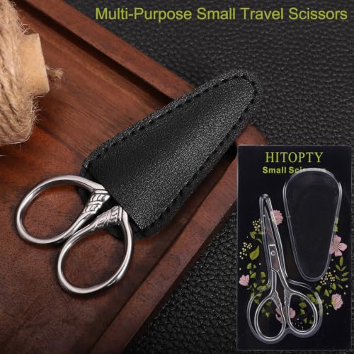 Small Precision Scissors, 3.5in Beauty Grooming Kit | Stainless Steel, Multi-Purpose Travel Tools for Facial Hair, Eyebrow, Eyelash, Beard, Moustache Trimming, with PU Sheath - color: Stainless Steel Color