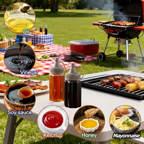 Portable Seasoning Bottle Set, Mini Plastic Spice Jar And Mini Plastic Jam Squeeze Bottle Set Suitable For Outdoor Barbecue, Camping, Kitchen Filling With Salt, Pepper, Jam And Various Seasonings