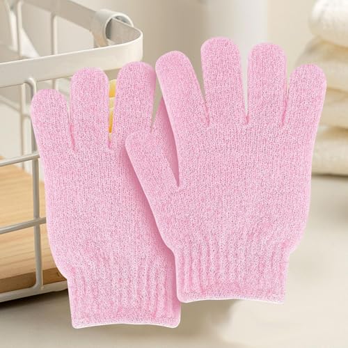 2 PCS Exfoliating Glove Loofah Sponge Exfoliating Body Scrubber Deep Cleansing Removes Dead Skin for Both Women and Men(Pink) - color: B7-pink