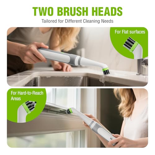 WORKPRO Cordless Grout Brush Set, 5500RPM Power Scrubber, IPX6 Waterproof Electric Scrubber with Type-C Charging Cable and Replaceable Brush Heads for Cleaning Grout, Tiles, Grime, and Crevices