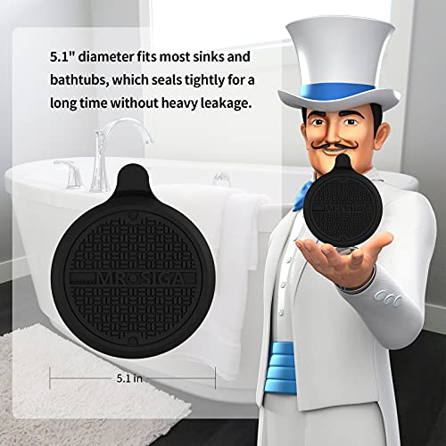 MR.SIGA Silicone Bathtub Stopper, Drain Stopper for Shower, Sink, 5.1" Diameter, Black, 3 Pack - color: Black