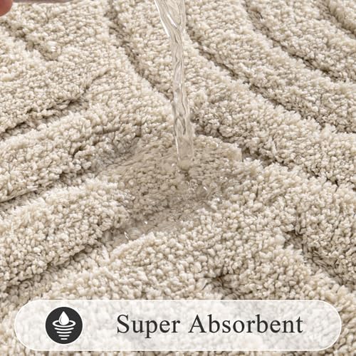 SHACOS Bathroom Rugs Sets 5 Piece Ultra Soft Absorbent Microfiber | Bath Mat with Bath Runner, U Shape Contour Rug, Toilet Lid Cover, Non Slip Machine Washable Carpet for Bedroom, Light Beige - color: Light Beige