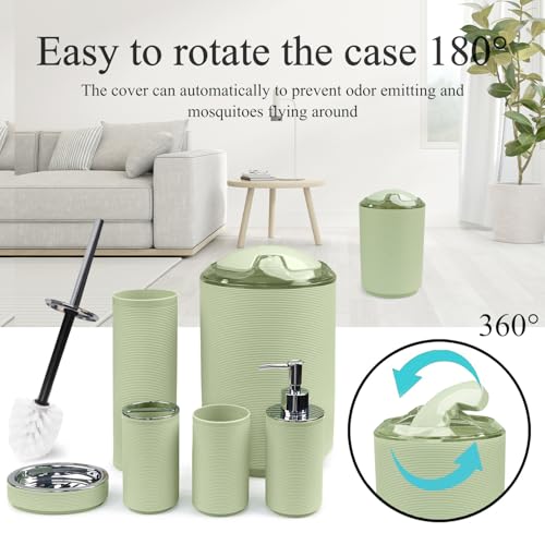 CERBIOR Bathroom Accessories Set Bath Ensemble Includes Soap Dispenser, Toothbrush Holder, Toothbrush Cup, Soap Dish for Decorative Countertop and Housewarming Gift (Apple Green) - style: Apple Green