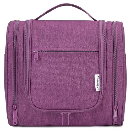 Narwey Hanging Toiletry Bag for Women Travel Makeup Bag Organizer Toiletries Bag for Cosmetics Essentials Accessories - color: Dark Purple