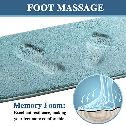 H.VERSAILTEX Bath Mat Set Flannel Velvety Luxury Extra Soft Absorbent Non Slip Bathroom/Bedroom Rugs (Curved Set 20"x 32" Plus 20"x 20"U, Eggshell Blue) - color: Eggshell Blue, size: 20" x 32" Plus 20" x 20" U