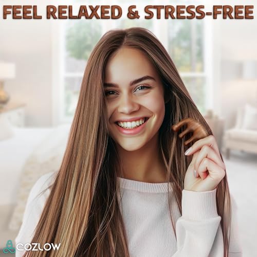 Cozlow Head Scalp Comb - Premium Wooden Massage Comb for Neck & Shoulder - Natural Sandalwood Massager for Soft & Smooth Hair - Wood Therapy Massage Tool for Stress Relief & Muscle Relaxation