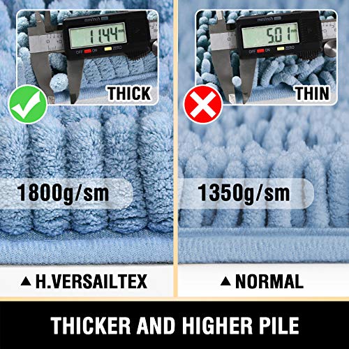 H.VERSAILTEX Bath Mats - Non Slip Luxury Chenille Bathroom Rugs, Extra Soft Absorbent Shaggy, Washable Fast Dry 2 Piece (Cool Blue, 20" x 32"/17" x 24") - color: Cool Blue, size: 20" x 32" Plus 17" x 24"
