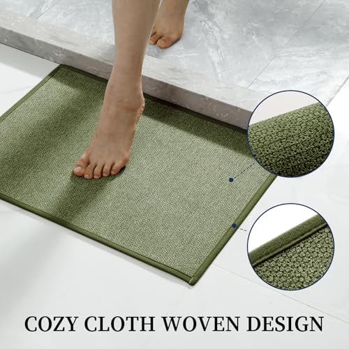 YIHOUSE Green Bathroom Rugs Sets 5 Piece, Quick Dry Thin Bath Mat with Toilet Rug, Non Slip Absorbent Machine Washable, Bath Runner Rugs for Bathtub Sink Home Decor - color: Green, size: 5 pieces