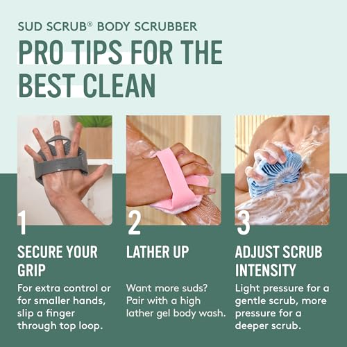 Sud Scrub® Antimicrobial Silicone Body Scrubber, Exfoliating Body Brush for Sensitive Skin, Antibacterial Shower Scrubber for Body, Bathroom Essentials for Men & Women, Mint - color: Mint