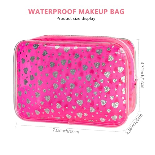Waterproof Makeup Bag with Silver Stars, Pink Clear Cosmetic Pouch, 7x2.3x4.7 Inches, TSA Approved Travel Toiletry Organizer, 2 Pack (Green+Star) - color: Green+Star