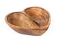 WitnyStore Heart Shaped Wood Bowl 6" Brown 2 Partitioned Handcraft Wooden Bowls Collectible Functional Serving Tray Dish Plate Hand Made Decorative Tableware Candy Nuts Desserts Fruit Home Décor Gifts