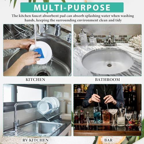 Tioncy 2 Pcs Faucet Mat Sink Splash Guard Oval-hole Oval Splash Pad for Kitchen Sink Oval Base Diatomite Faucet Mat for Bathroom Absorbent Mat Splatter Screens(Dark Gray) - color: Dark Gray