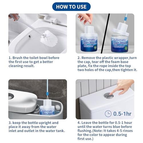 Automatic Toilet Bowl Cleaner with Unique Retrieval Rope - 2000 Flushes | Long Lasting Toilet Tank Cleaner, Blue Water Stain Remover and Deodorizer, Safe for Septic Systems, 1 Pack (90 Days)