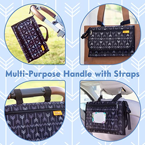 Kopi Baby Portable Diaper Changing Pad-Baby Diaper Changer Travel Bag with Wipes Pocket, Smart Design Portable Changing Mat, Infant Travel Station Kit, Gift for Newborn Girl & Boy-Black Arrows, Modern - color: Black Arrows, size: Modern