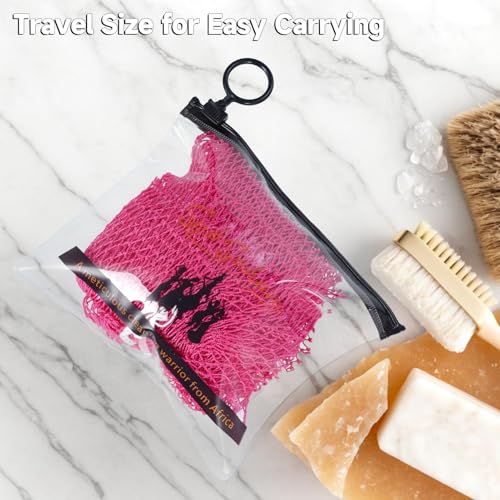 SubSahara Authentic African Net Sponge - 2 Pack Exfoliating Bath & Shower Loofah Sponge for Body & Face, Gentle Scrubber for All Skin Types, Travel, Durable (Dark Pink & Light Pink) - color: Dark Pink & Light Pink