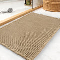 Waffle Bath Mat, Super Absorbent Non Slip Bath Mat Ultra Soft Bathmat Machine Washable Bath Rugs with Tassels, Beside Tub, 20" x 32", Brown - color: Brown, size: 20" x 32"