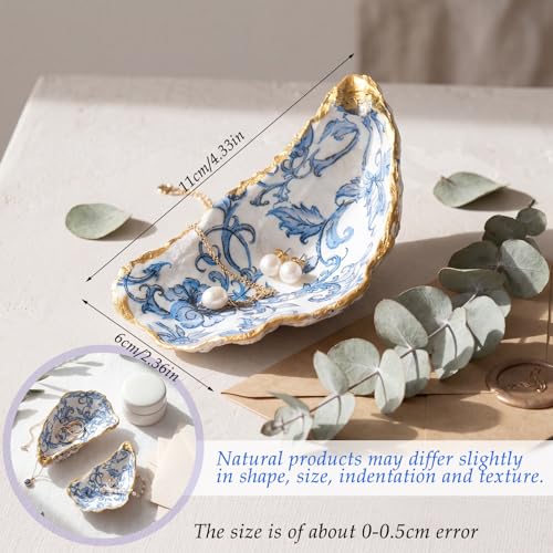 Natural Oyster Ring Trinket Dish Vintage Jewelry Tray for Keys Small Jewelry Holder for Bridal Shower Favors Friends Sisters Daughter Mother Gift Seaside Decor(Floral Scroll) - style: Floral Scroll