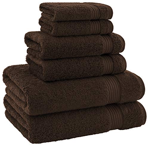 American Bath Towels 100% Cotton 6 Piece Turkish Towel Set, Ultra Soft Absorbent Bathroom Towels, 2 Bath Towel 2 Hand Towels 2 Washcloths, Brown - color: Brown, size: 6 Piece Towel Set XL
