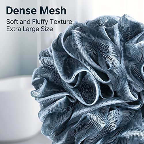 AmazerBath Loofah Sponge, Shower Loofah for Men and Women - Body Scrubber Loofa Set of 3 Indigo & White Edge, Bath Sponge 60g/PCS - style: Indigo & White Edge
