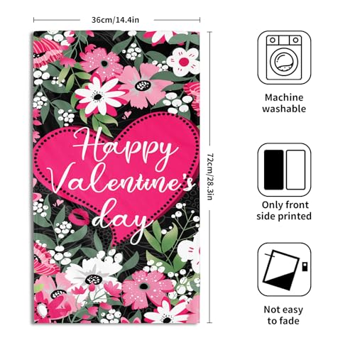 Valentine's Day Hand Towels 14.4 x 28.3 Inch Heart and Daisy Pattern Soft Bath Towel Set of 2 Pink Kitchen Towels for Bathroom Kitchen Decorative Towel Hotel Gym Spa Towels - color: Heart Pink