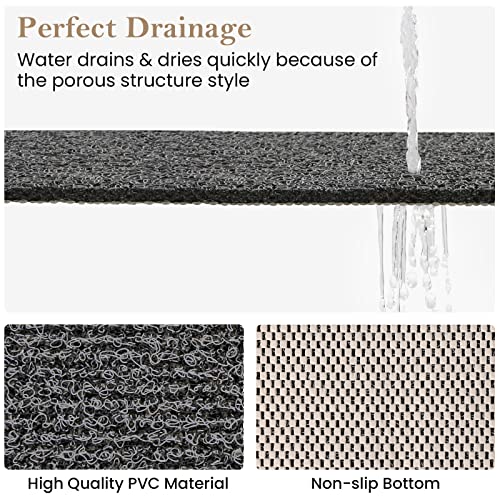 Shower Mat Bathtub Mat Non-Slip,47x16 inch, Soft Tub Mat with Drain,PVC Loofah Bath Mat (Phthalate Free) for Tub and Bathroom,Quick Drying,Black - color: Black, size: 47" x 16" (Rectangular)