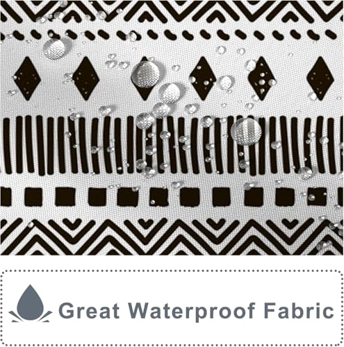 AOFOTO Bohemian Shower Curtain Black and White Geometric Design Shower Curtains with Black Tassel Boho Pattern Shower Curtains for Bathroom Waterproof Fabric Bath Curtain Sets with Hooks 48x72 Inches - color: Black Stripe, size: 48"W x 72"L (Pack of 1)