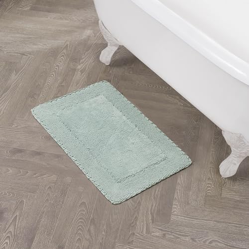 Laura Ashley Ruffle Border 100% Cotton Bath Rug, Aqua, 17"x 24" - color: Aqua, size: 1'5" x 2' (Rectangular)