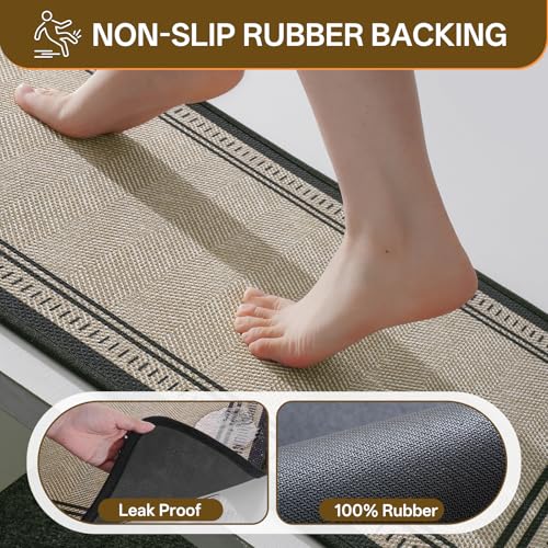 Non Slip Bath Mat with Rubber Backing, Absorbent Quick Dry Bath Rugs Washable, Thin Bathroom Rugs Fit Under Door for Bathroom Floor, Shower and Sink, 16"×24", Brown - color: Brown, size: 16"x24"