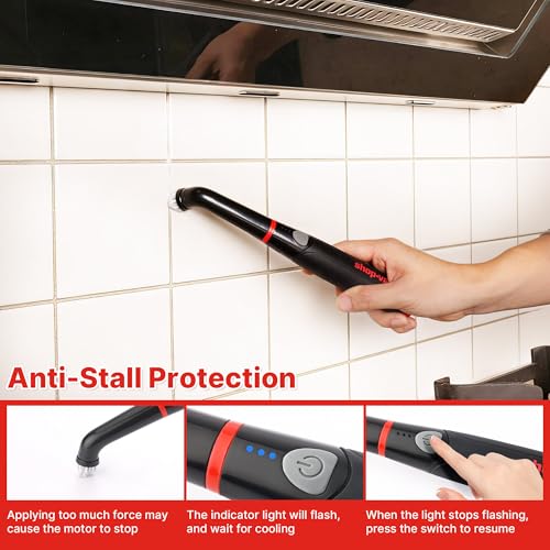 Shop-Vac Electric Spin Scrubber with 2000RPM Motor, 90Min Long Runtime with 5 Replaceable Head, LED Display and IPX6 Waterproof, Cordless Electric Scrubber for Cleaning Grout, Tile, Bathroom, Kitchen