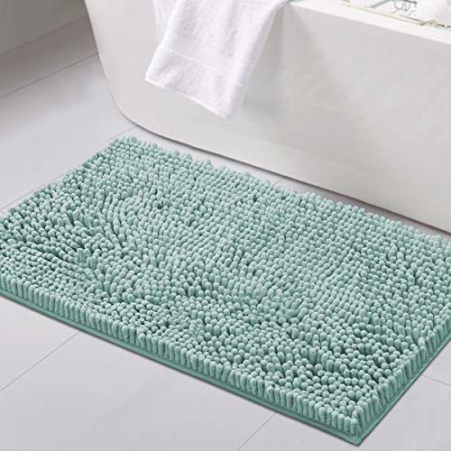 H.VERSAILTEX Bathroom Rugs Bath Mat Bath Rugs Bath Mats for Bathroom Non Slip Extra Thick Buncy Soft Chenille Bath Rug Fulffy Shag, Indoor Rug Carpet for Entry Living Room (Aqua Foam, 20" x 32") - color: Aqua Foam, size: 20" x 32"