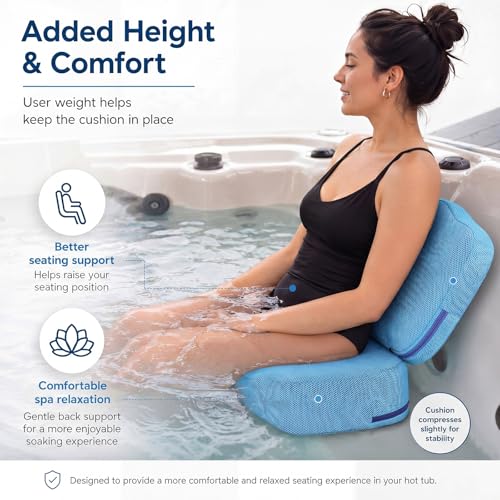 Yerliker 1 Pcs Foldable Hot Tub Booster Seat for Adults, Adjustable 2 Heights up to 6.3", Weighted Booster Seat 3D Air Mesh Hot Tub Accessories Quick Dry Micro Dot Non Slip for Spa Bathtub Pool - color: Blue