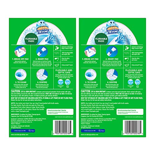 Scrubbing Bubbles Flushable Toilet Bowl Wand Cleaner Refills, Fresh Brush Cleaner Toilet Refill Pads, Removes Limescale & Odors, Citrus Scent, 20 Count (Pack of 2) - size: 20 Count (Pack of 2), style: Refill