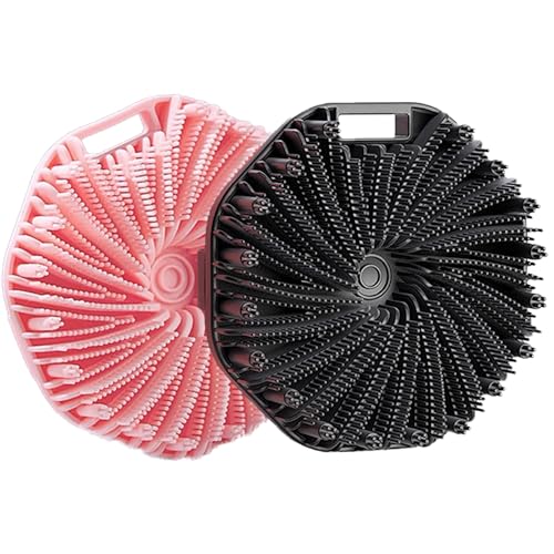 Silicone Body Scrubber, Exfoliating Body Scrubber for Sensitive Skin, Non-Slip Shower Scrubber for Body, Silicone Body Brush for Showering, Charcoal, Effective Showering Exfoliation, Gentle Massage - color: Black and Pink